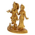 thumbnail image 3 of Radha Krishna Murti, Elegant Design With Rich Color Details, Brass, Gold - 7 Inch, Ideal For Décor & Devotional Use, Antique Style, Handmade, Gift For Religious Celebrations, Weddings, Idol, 3 of 5