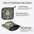 thumbnail image 3 of Yayeee Oven Mitts and Pot Holder Set of 4 Heat Resistant Kitchen Gloves Baking Hot Pad, Brown Christmas Gingerbread, 3 of 5