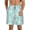 thumbnail image 2 of Uemuo Bee Flower Pattern Men's Swim Trunks Hawaiian Beach Bathing Suit Swimsuits Beach Quick-Dry Shorts with Pockets-Small, 2 of 9