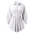 thumbnail image 5 of OSOLU Solid Color Women Casual Sleeve Waist Asymmetrical Dress Shirt Blouse Skirt Leisure Sundress Wedding Guest Dresses For Women, 5 of 5