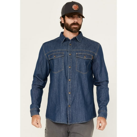 Hawx Work Gear Men's Core Long Sleeve Snap Denim Work Shirt Indigo X-