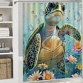 thumbnail image 6 of ONETECH Turtle Flowers Bubbles Shower Curtain for Bathroom Durable and Washable with Hooks 36x72, 6 of 7