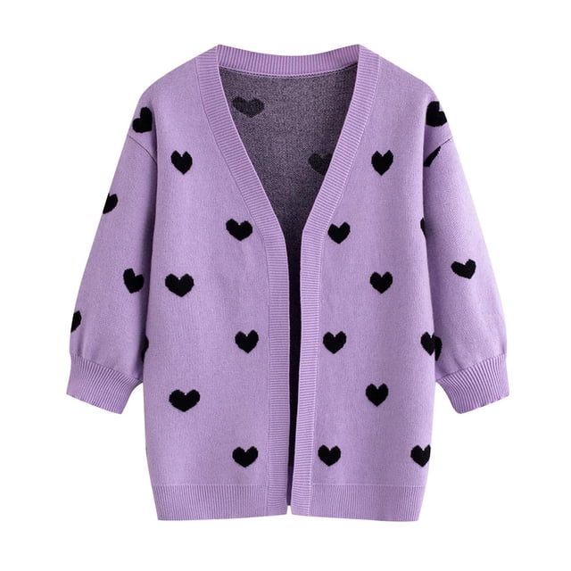 Childrens Versatile Casual Sweater Cardigan Jacket Sweater Open Chest Knit Sweater