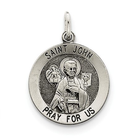 Sterling Silver Engravable Antiqued Saint John Medal