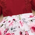 thumbnail image 6 of 6 Months Baby Girls Dress 12 Months Girls Long Sleeve Dress Flower Print Infant Girls Round Neck Floral Dress Red, 6 of 9