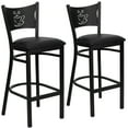 thumbnail image 2 of BizChair 2 Pk. Black Coffee Back Metal Restaurant Barstool - Black Vinyl Seat, 2 of 8