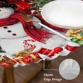 thumbnail image 3 of Red Plaid Christmas Round Tablecloth, Fitted Table Cover with Elastic for 45"-54" Round Tables, Xmas Tree Snowflake Winter Gifts Table Cloth Outdoor Indoor Dinning Party Waterproof Tablecloths, 3 of 7