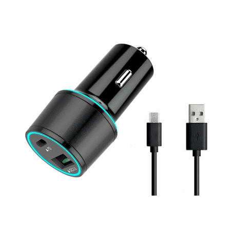 UrbanX Fast Car Charger 21W Car And Truck For Sony Xperia Z3 Tablet Compact with PD 3.0 Cigarette Lighter USB Charger - Black Comes with USB-A to Micro USB Cable 3.3FT 1M