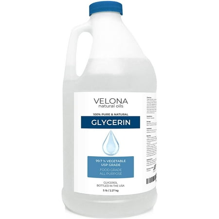 Glycerin Vegetable USP Grade by Velona - 5 lb | 100% Pure and Natural Carrier Oil | Hair and Face Moisturizer for Dry Skin, Bubble Bath, Glycerin Soap, Soap Base | Use Today - Enjoy Results