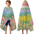 thumbnail image 3 of Pioneer Flower Floral Print Pattern Hooded Bath Towel，60"x35" for Ages 3 To 12 Kids, Quick Dry Lightweight Soft Microfiber Hood Beach Towel Cover Up for Kids, 3 of 7