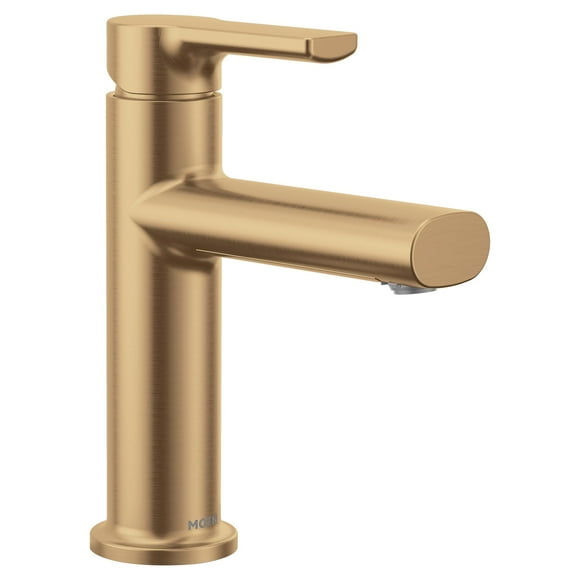 Moen Meena Bronzed Gold One-Handle Single Hole Modern Bathroom Sink Faucet with Optional Deckplate and Drain Assembly 84794BZG