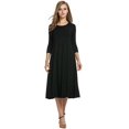 thumbnail image 2 of U.Vomade Nouvelle Robe Midi Plissée Décontractée pour Femme à Manches Longues, Couleur Unie Simple, Élégante, Col Rond, Robe pour Femme, Robe Grande Taille, 2 of 3