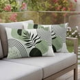 thumbnail image 2 of 2 Pack Outdoor Waterproof Throw Pillow Covers,Abstract Mid Century Green Color Block Decorative Patio Pillowcases for Chair Couch Sofa 20x12in, 2 of 9