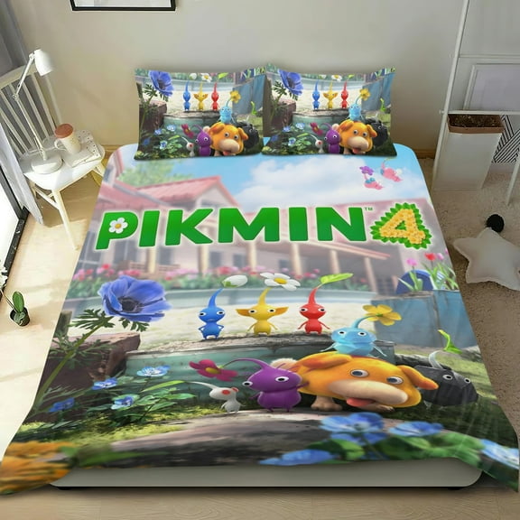 Pikmin-themed Bed Sheet Set Three Piece Set Comfortable And Skin Friendly Unique Design Home Decor Gifts For Family Friends fans36x75Inches（90cm*190cm）