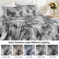 thumbnail image 3 of Flymme Twin Sheet Set ,3 Piece Grey Butterfly Bed Sheets for Twin Size Bed,Soft and Breathable,Black & White Floral Printed Bedding with Deep Pocket, 3 of 8