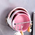 thumbnail image 4 of VBXOAE Stainless Steel Foldable Wall Mounted Washbasin Rack with No Drill Easy Install,Space Saving for Bathroom and Kitchen Storage,Includes Hooks for Added Versatility, 4 of 7