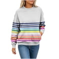 thumbnail image 5 of IUYRTFE Women's Colorful Striped Crew Neck Long Sleeve Sweatshirt – Relaxed Fit Casual Pullover for Fall, Winter, and Daily Wear, 5 of 6