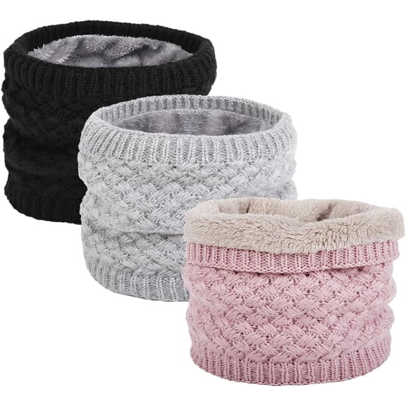 Kids Girls/Boys Winter Knitted Infinity Scarf Polar Fleece Neck Warmer