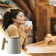 thumbnail image 1 of Taza de té de cerámica 450ml con infusor de té | Taza de café aislada con asa de madera | Tapa de porcelana | Fácil limpieza | Para bebidas frías o calientes en casa | Negro Blanco | 1 Pieza, 1 of 6