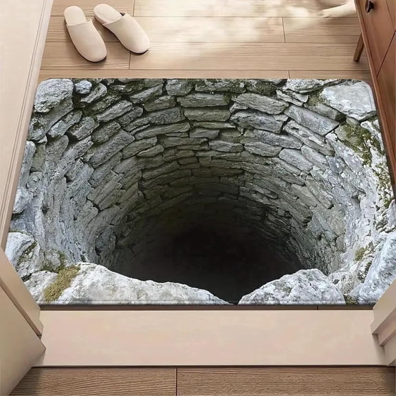 AsdQ Muti-Design 3D Rugs Optical Illusion, Get Scared, Rug That Looks Like a Hole, Optical Illusion Rugs, As Test & Game with Your Cat or Dog (#A, 15.7in x 23.6in)