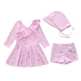 thumbnail image 4 of Girls Swimsuit 3 Piece with Skirt and Matching Swim Cap Cute Ruffle Tankini Set for Big Kids, 4 of 4