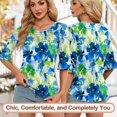thumbnail image 3 of B-bfgl 3X-Large 3/4 Length Sleeve Shirts for Womens Pleated Summer Tops 2025 Ruffle Bell Sleeve Fasion Trendy Spring Blouses, 3 of 5