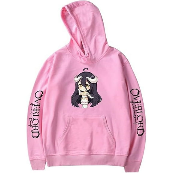 Overlord Merch Albedo Hoodie Unisex Pocket Drawstring Casual Sweatshirt Anime Long Sleeve Pullover