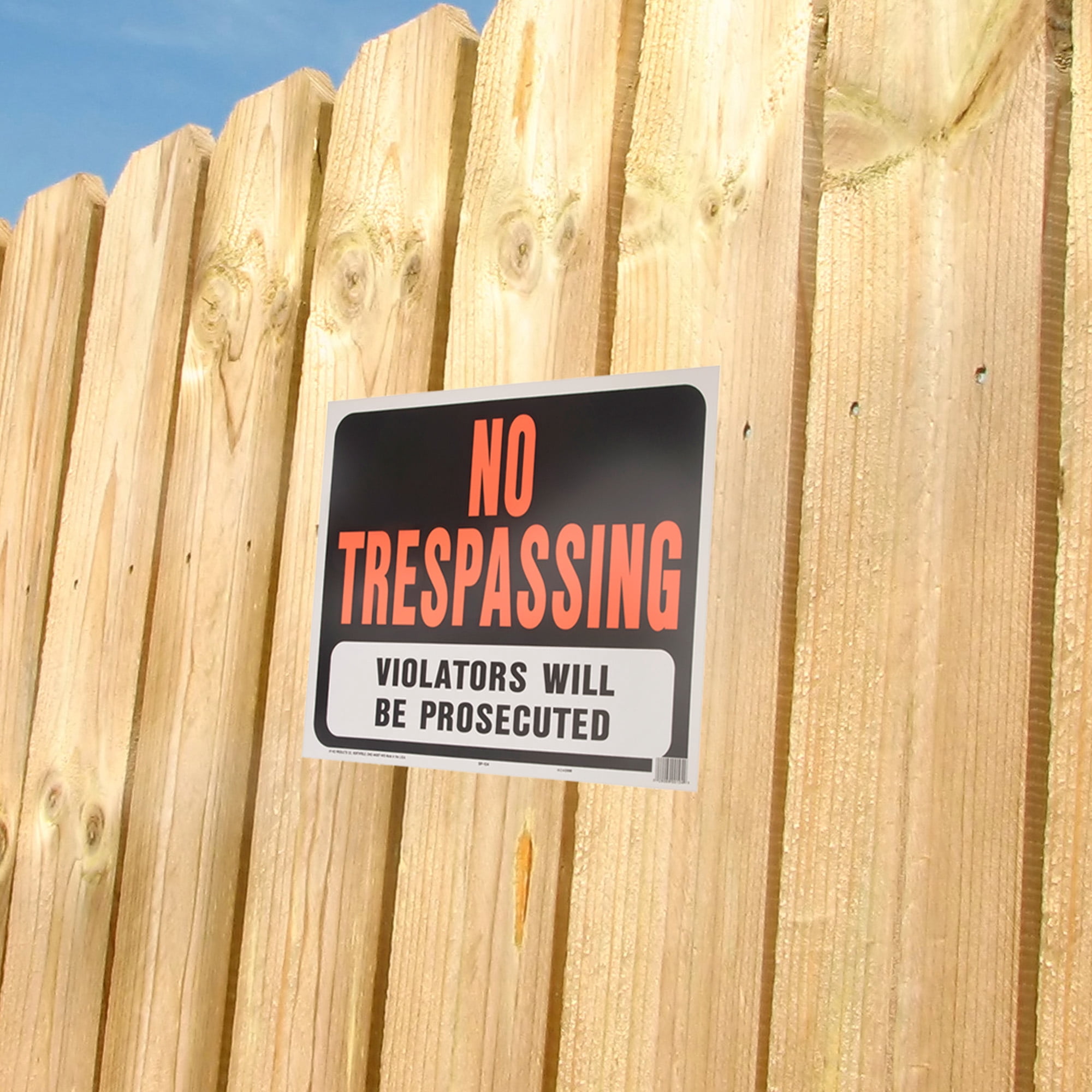 Hy-Ko Jumbo Plastic No Trespassing Sign, 14.5" x 18.5", Black and Orange