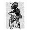 thumbnail image 2 of Fab Funky 12x14 White Modern Wood Framed Museum Art Print Titled - Triceratops Man on Bike Dinosaur, 2 of 4