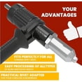 thumbnail image 2 of Kit Adaptateur de Pistolet à Rivets Électrique Professionnel, Installation Multi-Buse en Acier Allié, Adaptateur de Pistolet à Rivets Électrique de Qualité Professionnelle pour Perceuse Électrique Sans Fil en Métal et Aluminium (2 Pcs), 2 of 7