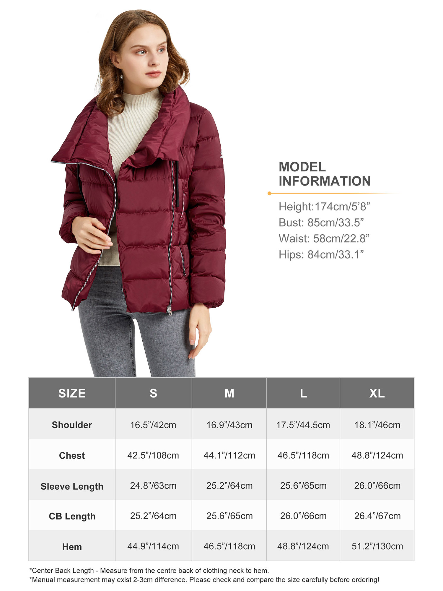 Orolay Hooded Down Jacket Women Winter Stand Collar Oblique Placket Puffer Coat - image 5 of 5