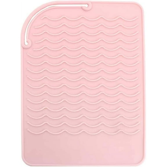 KOMI Silicone Heat Resistant Mat Hair Curling Pads for Curling Irons, Hair Straightener, Flat Irons, 8.6" x 6.3",Non-Slip, Insulation Pink