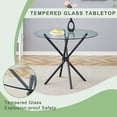 thumbnail image 3 of Hi loPres 36.6-Inch Round Glass Dining Table Set for 4, Modern Black Metal Legs with White Fabric Chairs, 5-Piece Kitchen Room Furniture, 3 of 10