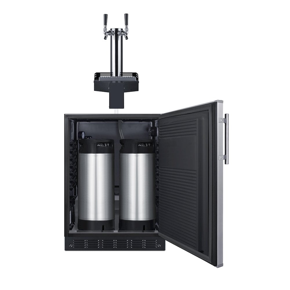 Summit Sbcfltwcfada 24" Wide 5.8 Cu. Ft. Built-In Double Tap Coffee Kegerator - Stainless
