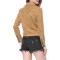 thumbnail image 4 of INSPIRE CHIC Women's Motorcycle Jacket Faux Suede Solid Color Asymmetric Zipper Jacket S Light Khaki, 4 of 9