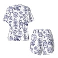 thumbnail image 5 of Lsque World Travel2 Women's Short-Sleeved Pajama Set - 2 Piece Soft and Lightweight Sleepwear Set-Small, 5 of 9