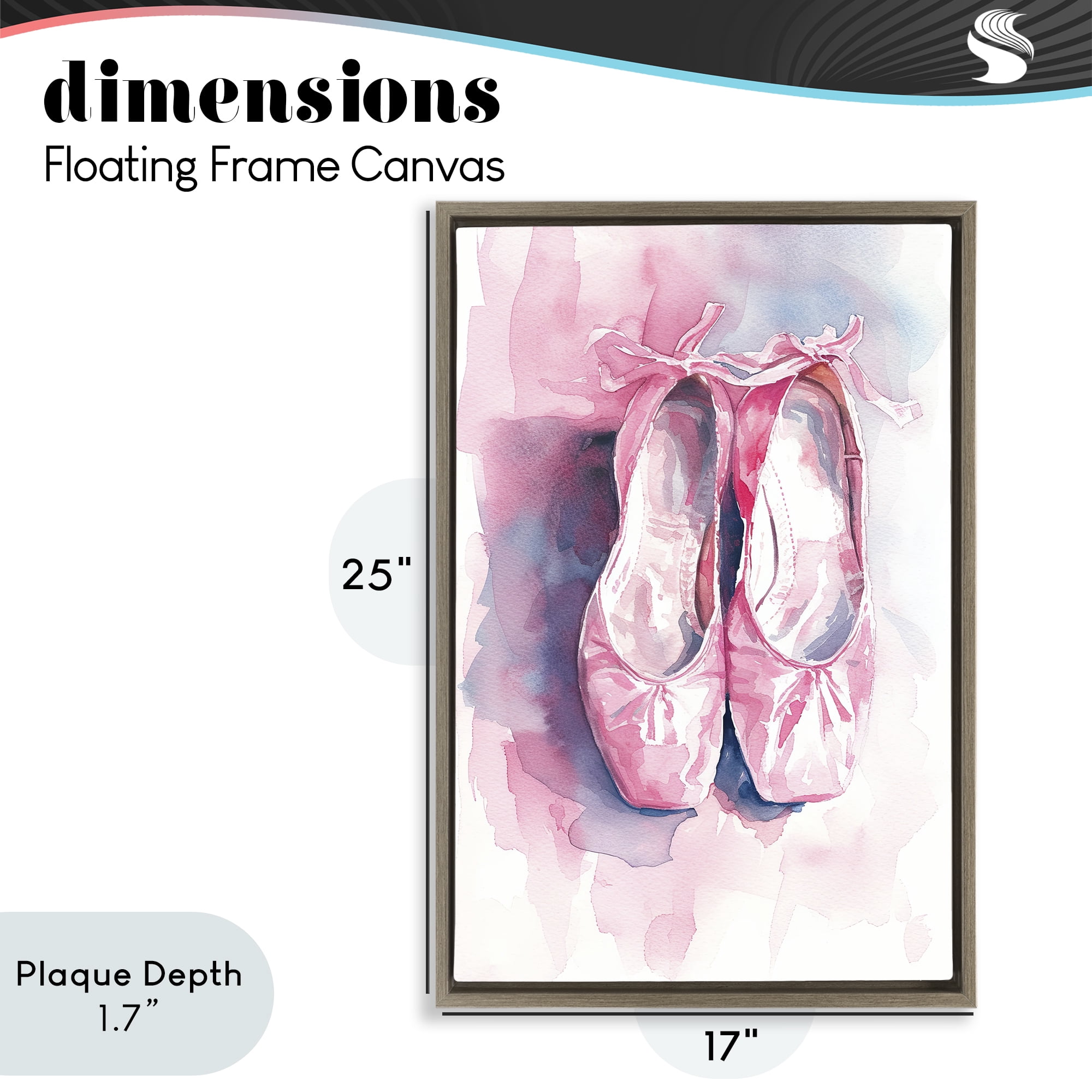 Stupell Industries Blush Ballet Slippers Brown Framed Floater Canvas Wall Art, design by Ray Powers