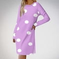 thumbnail image 2 of Sexlip Womens Long Sleeve Polka Dot Midi Dress V Neck Design Soft Fabric Relaxed Silhouette for Office Wear Purple XL, 2 of 7