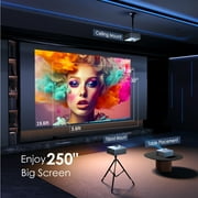 5G/2.4G WiFi & Bluetooth Projector, 1080P LED Home Theater, 4K Support, 300 Display, Keystone, Built-in Hi-Fi Speaker