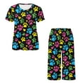 thumbnail image 5 of DISNIMO Dog Paw Printed Women's Pajama Sets Soft Sleepwear Summer 2 Piece Pjs Set Round Neck Tops and Capri Pant Pj Lounge Sets, XL, 5 of 7