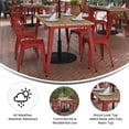 thumbnail image 4 of BizChair Commercial Indoor/Outdoor Dining Table with Umbrella Hole, 30" x 60" All Weather Brown Poly Resin Top and Red Steel Base, 4 of 10