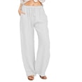 thumbnail image 1 of Pantalones de yoga holgados casuales de algodón y lino para mujer, pantalones largos para hacer ejercicio, 1 of 6