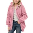 thumbnail image 2 of MAIHAN-Girls' Fleece Zip - Up Hoodie - Casual Warm Long - Sleeve Coat for Fall & Winter,Fleece Jacket(Pink,7-8Y), 2 of 5