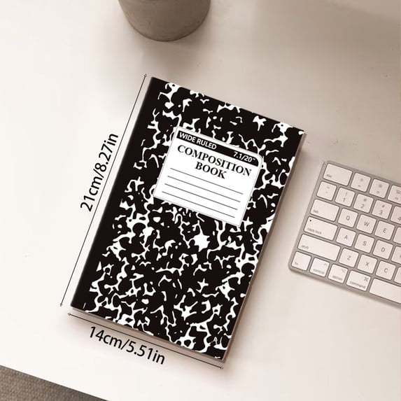 Marble Cover Composition Book, Wide Ruled Composition Notebook, Journal Notebook, 8 Colors, 30 Sheets, 1 Count, 5.5 x 8.27 in