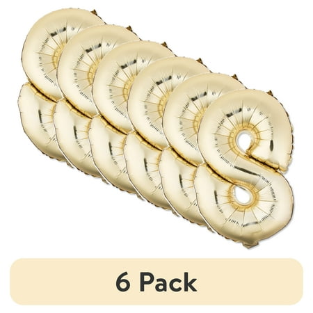 (6 pack) 16 Gold Number 8 Foil Balloon by Way To Celebrate