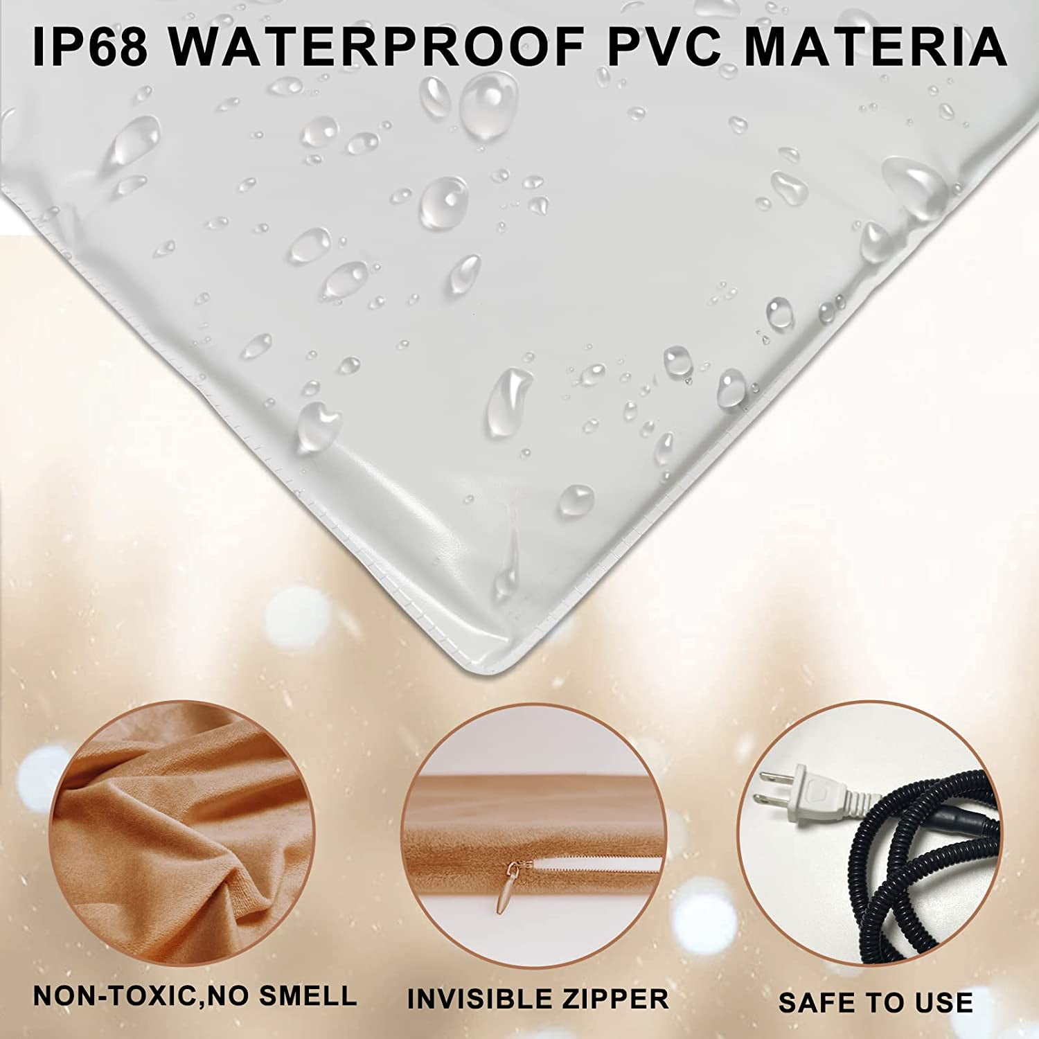 Heated Dog Bed, 2-Sizes Pet Heating Pad Electric Blanket Waterproof Mat Warmer Washable for Dog Cat, 26 * 20 Inch