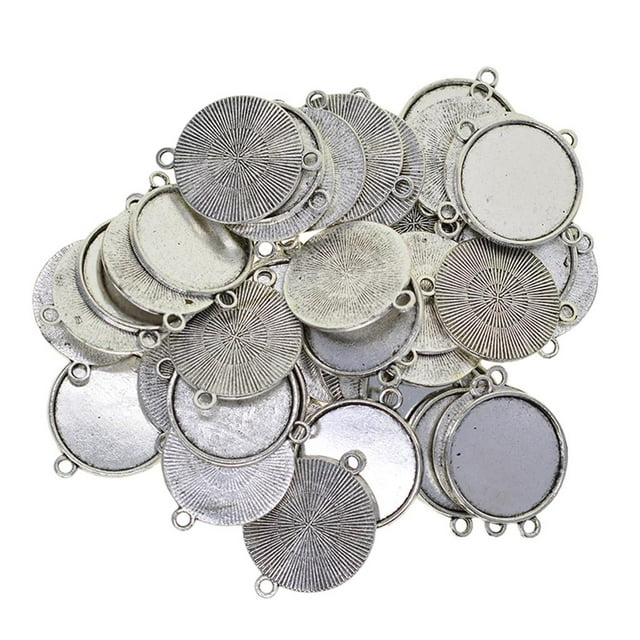 50 piezas se a 25 mm doble colgante clásico de aleación de zinc cabujón Base ajuste para bricoje brazalete colr accesorios BLESIY Joyas Cabochon en blanco