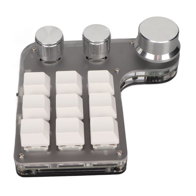 One Handed Mechanical Keyboard, RGB Backlit Portable Mini Custom Keypad, 9 Keys 3 Knobs Programming Macro Keypad, Hotkeys, One Click Start