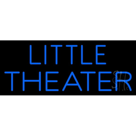 Blue Little Theater LED Neon Sign 13" Tall x 32" Wide - inches Black Square Cut Acrylic Backing, with Dimmer - Premium built indoor Sign for Theater.