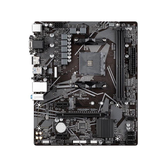 GIGABYTE A520M S2H mATX AM4 4 3 Phases Digital PWM, GIGABYTE Gaming GbE LAN, NVMe PCIe 3.0 x4 M.2, 3 Display Interfaces, Q-Flash Plus, RGB Fusion 2.0, Motherboard
